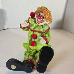 RARE Vtg Music Animated Working WIND-UP Price Products Green CLOWN Porcelain 12"